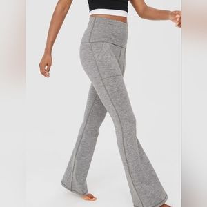 Offline By Aerie The Hugger High Waisted Foldover Flare Legging - Medium Grey M